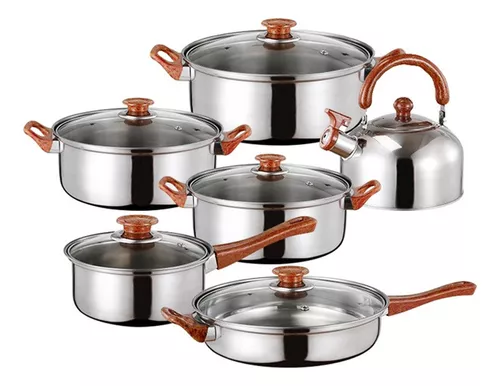 Batería De Cocina 12 pzs Inducción Acero Inoxidable Fraciel Cristy