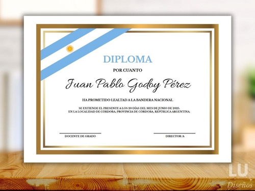 Kit Imprimible Diploma Promesa A La Bandera