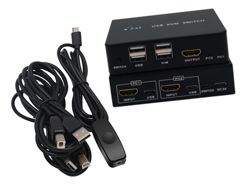 2 En 1 Salida Usb 2.0 Kvm Switch Box Para 2 Pc Sharing Usb