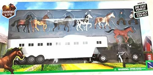 Ray Toys Negro Pick Up Quinta Rueda Horse Trailer Set