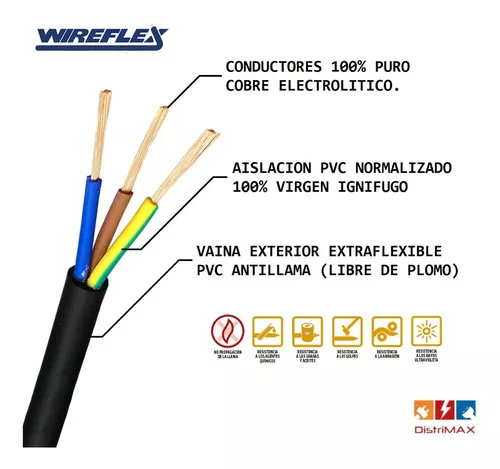 Cable Tipo Taller 3 X 2.5mm Rollo X 50 Mts