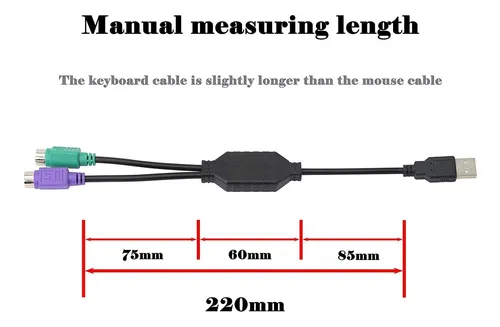 Cable Usb A Dual Ps2 Para Mouse Y Teclado Negro