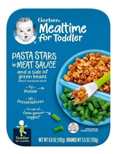 Gerber Mealtime For Toddler Pasta Stars In Meat Sauce 192g