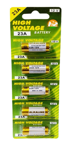 Cartela C/ 5 Bateria Pilha Alcalina A23 12v High Voltage 12v