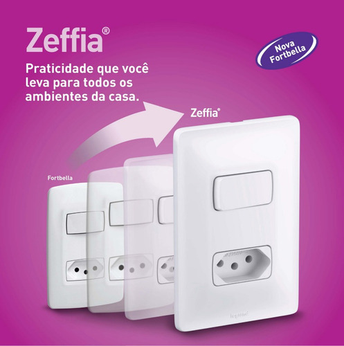 Placa 4x2 Cega Com Suporte Branca Pial Zeffia 680180