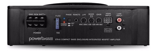Subwoofer Plano Con Amplificador 8 PuLG Power Bass Sta-8 Color Negro