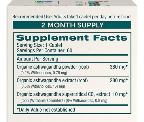 Ashwagandha Organica X 60 - Made In India - Himalaya Sin Sabor