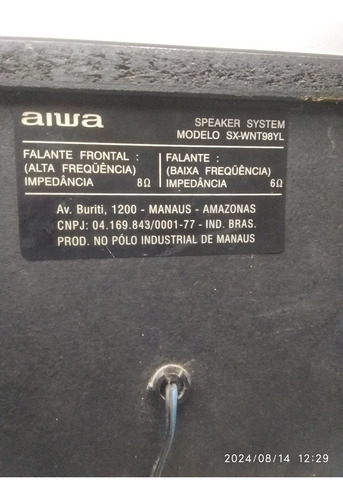 Caixa De Som Aiwa Sx Wn-t98 (usadas ) (Usado)