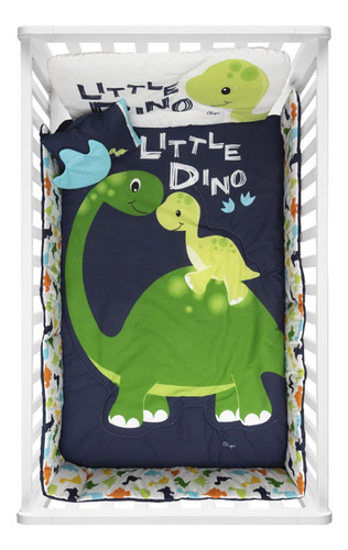 Oferta Set De Edredon Para Cama Cuna Corral Bebe Little Dino