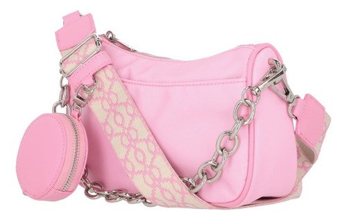 Bolso Casual Mujer Rosa Con Cadena Y Monedero 867-21 Diseño de la tela Liso