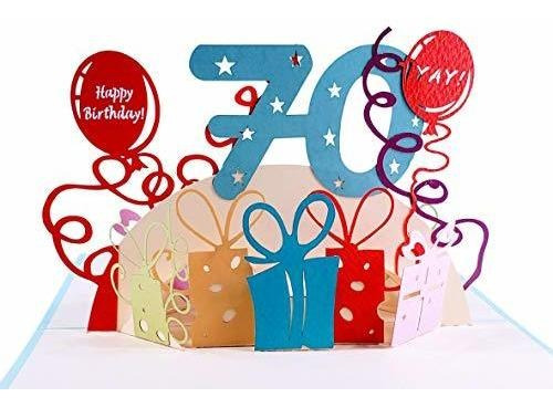 Feliz 70 Cumpleaños Con Muchos Regalos 3d Pop Up Tarje...