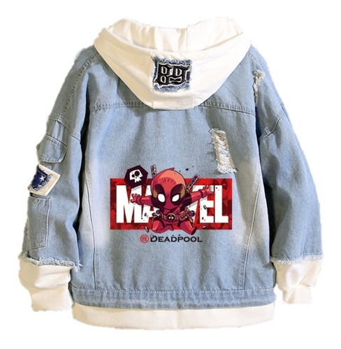 Chamarra Vaquera Spider Man Deadpool Estilo Universitario