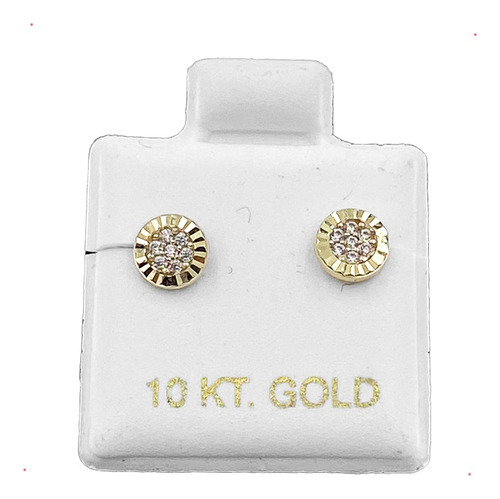 Broqueles Circulo Diamantado Zirconia De Oro 10 K Envio