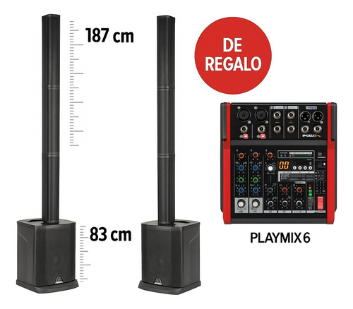 Pack 2 Altavoz Proel Session I Bluetooth + Playmix6 Negro