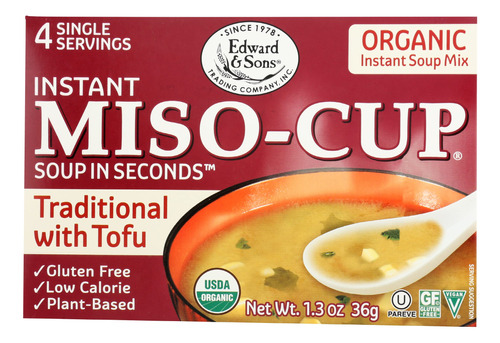 Edward & Sons Sopa Tradicional Orgnica Con Tofu Miso Cup Ins