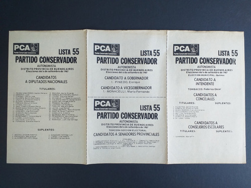 Boleta Electoral 6 Sept 1987_partido Conservador_lista 55