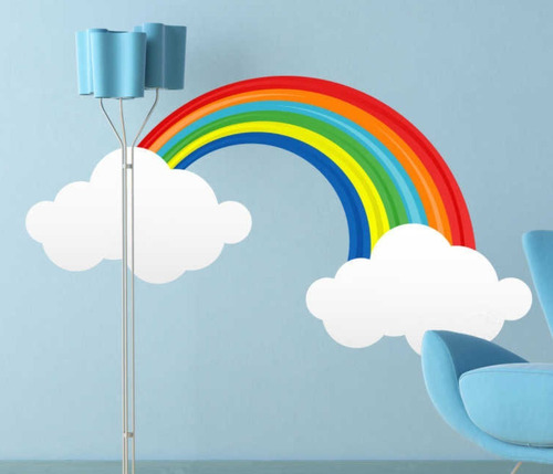 Vinilo Decorativo Arcoíris Nubes Cuarto De Niños