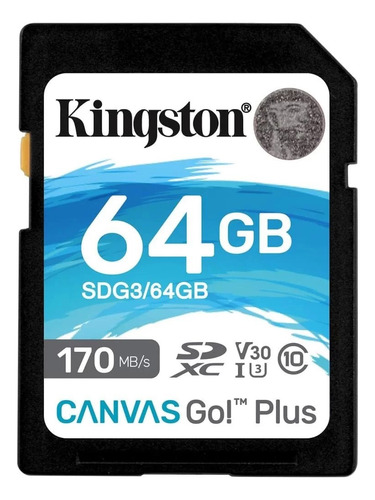 Tarjeta de memoria SD 64gb Kingston Go Plus U3 V30 4k 170MB/s