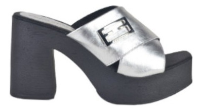 Zuecos Sandalias Taco Alto De Cuero De Mujer Linx - Ferraro