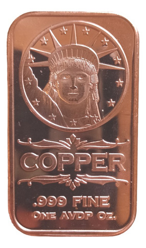 Lingote De Cobre Puro De 1 Onza Troy 0,999 Busto Estatua
