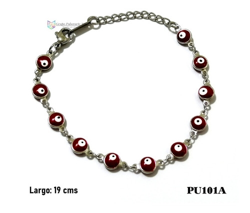 Pulsera Ojo Turco Rojo De 6mm De Acero Inoxidable