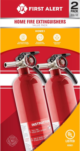 Home1-2, Standard Home Fire Extinguisher, Red, 2pack Cci