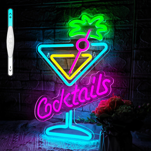 Letrero De Neon Para Cocteles De Vidrio Led De Neon, Luces D