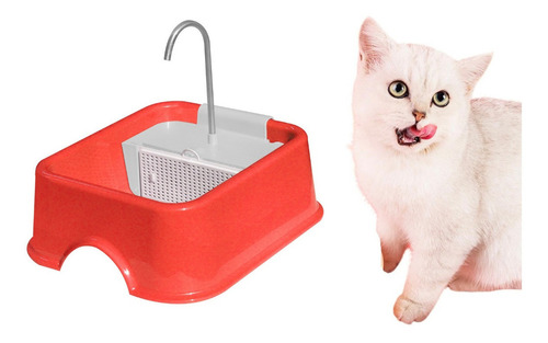 Bebedouro Gato Bebedouro Para Gatos E Cães Fonte Água 110v Cor Vermelha Quadrada Bivolt