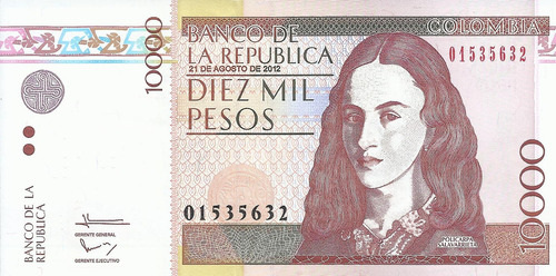 Colombia 10000 Pesos 21 Agosto 2012