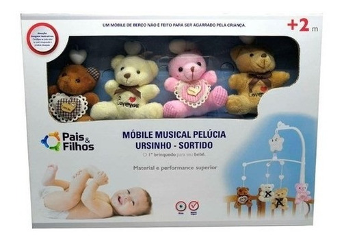 Móbile Musical Ursinho Pelúcia Infantil Bebe Menina Feminino