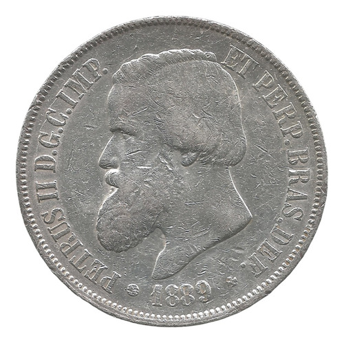 Moeda Prata Brasil Império 2000 Réis 1889 D. Pedro #22