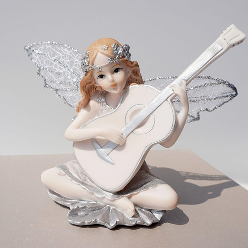Estatua De Ángel Con Forma De Guitarra, Adorno De Mesa,