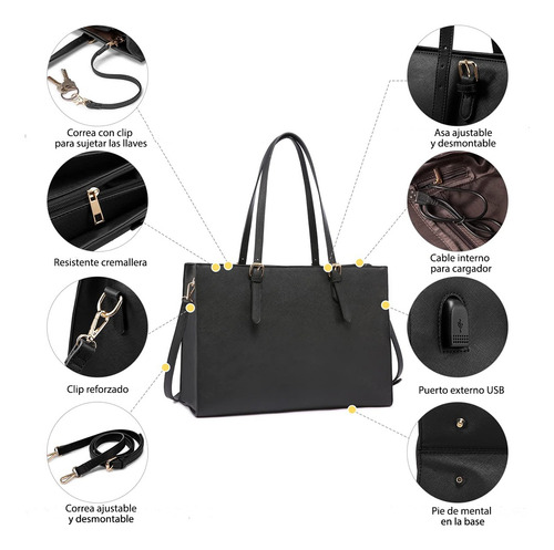 Imagen 3 de 7 de Bolsa Para Laptop 15.6 Ó 39.6 Cm Para Mujer De Negocios