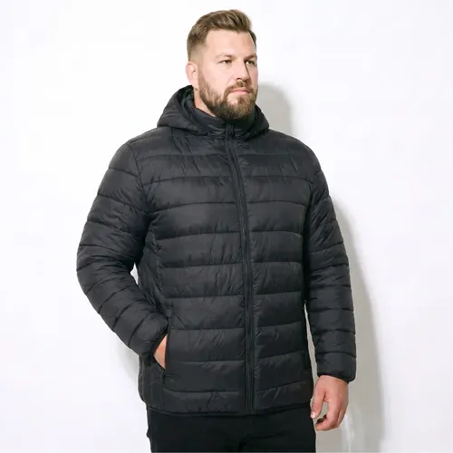 Jaqueta Bobojaco Masculino Plus Size Lisa Com Capuz Casual Preto G