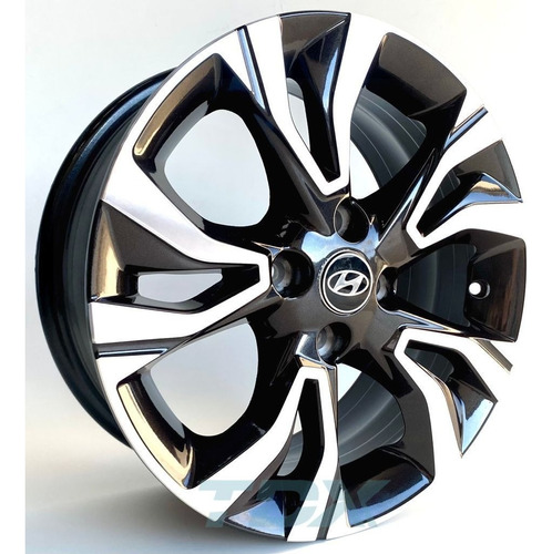 01 Roda S35 Hyundai Hb20 Aro 15 4x100 (1 Unidade)+bico Cor Preto Com Diamantado