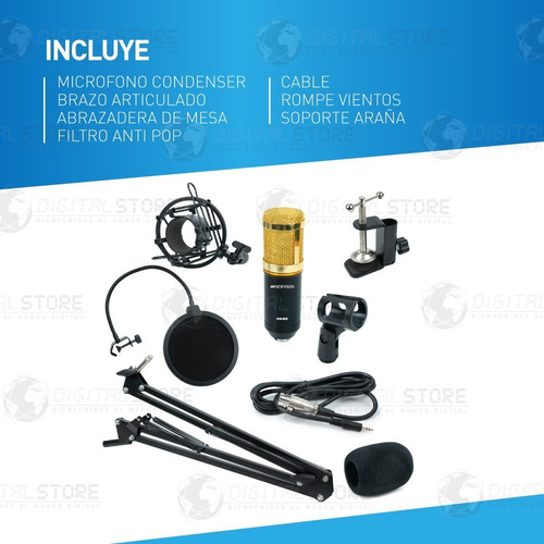 Imagen 7 de 10 de Kit Microfono Condenser Profesional Estudio Brazo Streaming