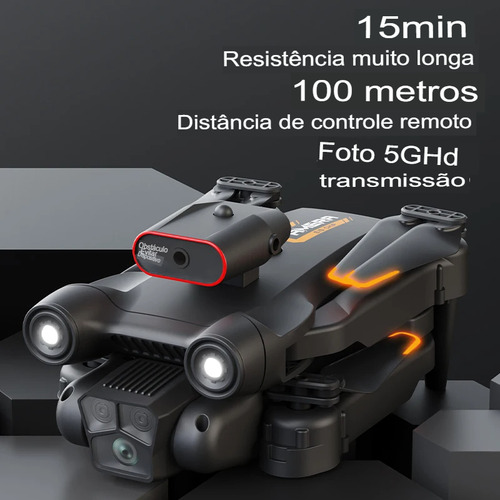 Drone M17 Profissional Com Câmera Hd 8k, Kit 3 Baterias Preto