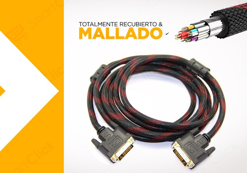 Imagen 3 de 10 de Cable Dvi D 24+1 Dual Link Macho Macho Con Filtros 2 Metros