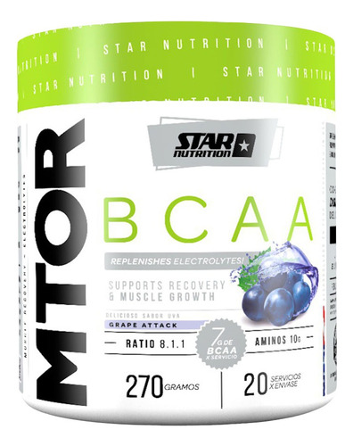 Mtor Bcaa 270 Gr Formula Mejorada Star Nutrition Sabor Grape Attack