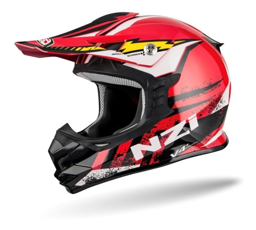 Casco Nzi Cross Knobby Bolt Rojo 