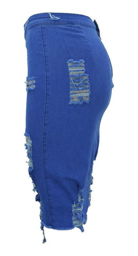 Falda Mezclilla Para Mujer Cintura Alta Dama Desgastada Mini