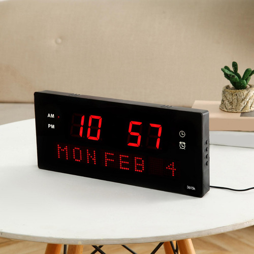 Reloj De Pared Digital Lectura Fácil Gran Número Rojo