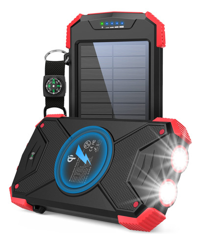 Cargador De Batera Solar, Inalmbrico Qi De 10,000mah, Batera