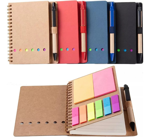 4pc Cuaderno Inteligente 70 Hojas Con Pluma Y Notas Adhesiva