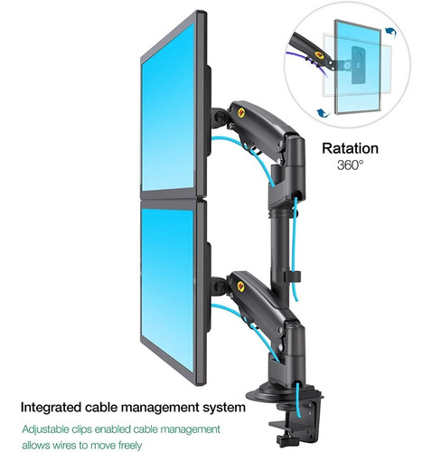 Imagen 5 de 11 de Soporte Brazo Monitor Para 2 Pantallas Lcd Led Escritorio Color Negro