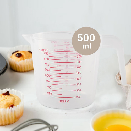 Jarra Medidora Plastico 500ml Receitas Transparente C/ Alça