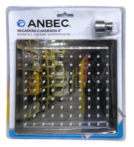 Regadera Cuadrada tipo lluvia 8pulgadas (20cm) Acero Inoxidable R1777c Anbec