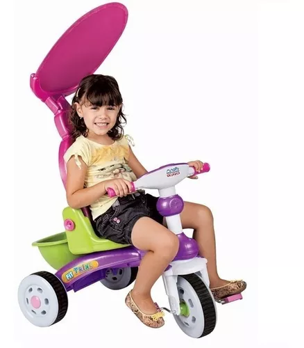 Triciclo Infantil Empurrador Motoca c/ Som E Luz Fit Trike em