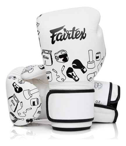 Guantes De Boxeo Fairtex, 16 Onzas, Color Blanco Graffiti