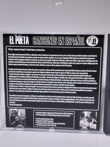 Cd El Poeta En Español Leonard Cohen Siperman Roca Vol 1 Y 2